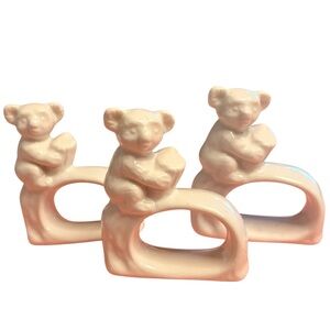 Set of 3 Porcelain Koala Napkin Rings White Preowned